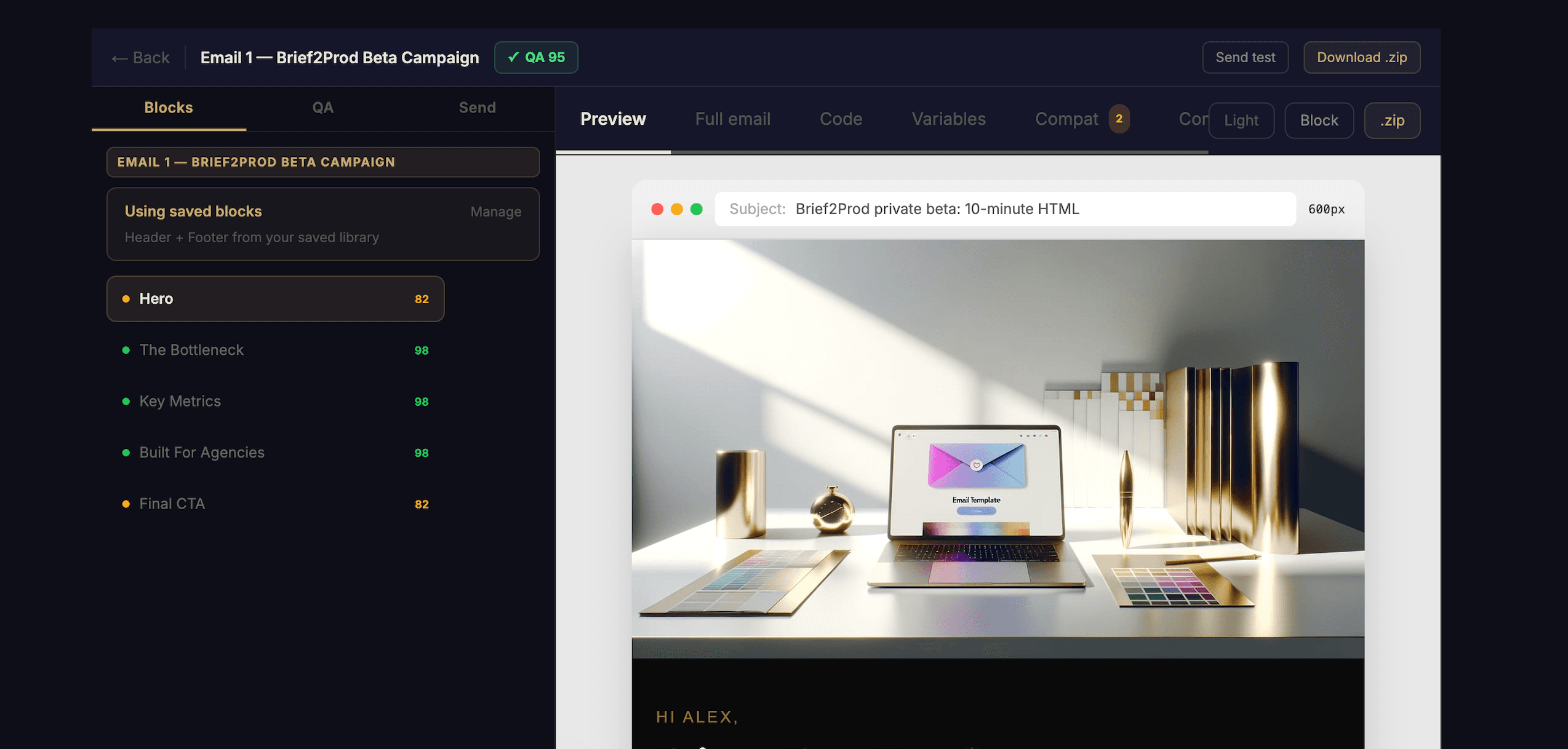 Block-by-block edit view